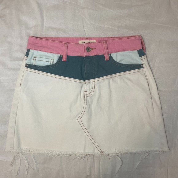 PacSun Color Block Denim Skirt - Picture 1 of 5